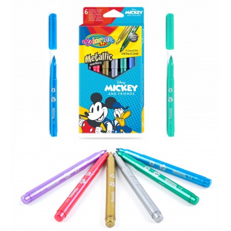 Metallic felt-tip pens 6 colors Mickey and Colorino's friends