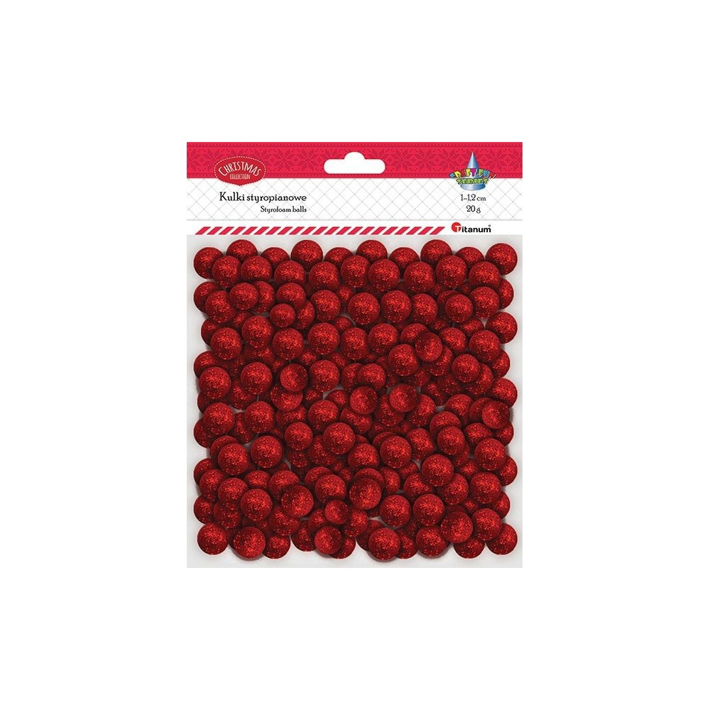 Red glitter styrofoam balls 20g Titanum