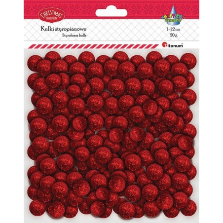 Red glitter styrofoam balls 20g Titanum