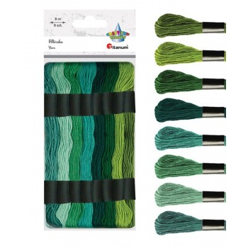 Mulina in green tone 8 pcs...