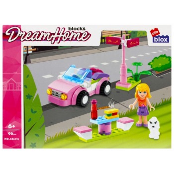 Klocki różowy samochód 96el...