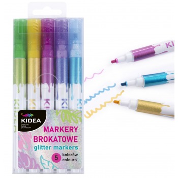 5 Kidea colors glitter markers