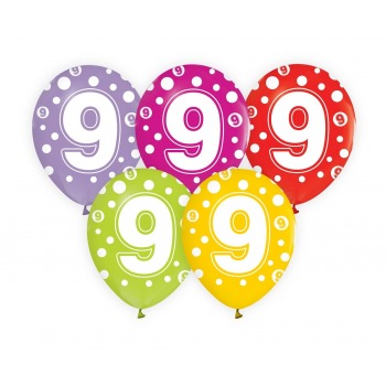 Balony cyfra 9 Urodziny 12"...