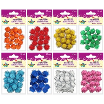 Glitter pom-poms 18mm 15...