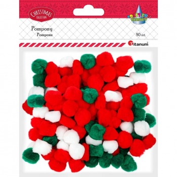 Pompoms mix red green white...