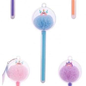 Erasable pen with pom-pom...