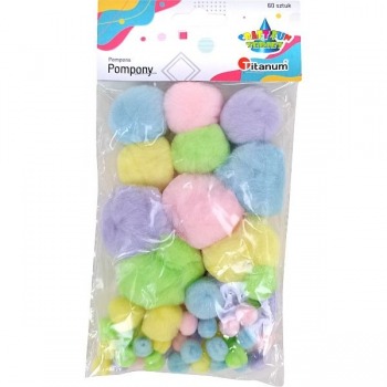 Pastel pom-poms mix sizes...