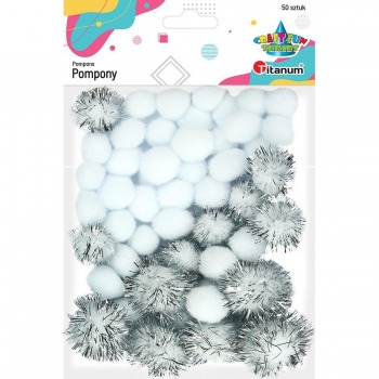 White and glitter pompons...
