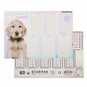 Plan lekcji z tabliczką...