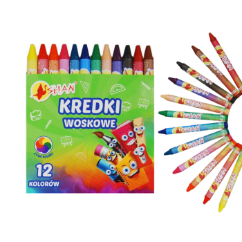 Kredki woskowe 12 kolorów Shan