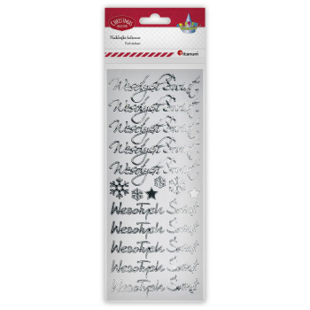 Naklejki srebrny napis...