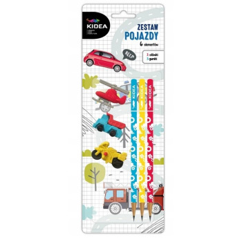 Zestaw 3 ołówków i 3 gumek...