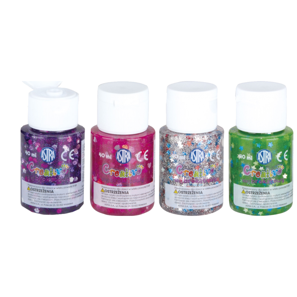 Glitter glue with confetti set 4k x 40ml Astra No. 3192