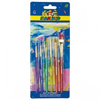 Acrylic brushes 6 pcs Flamingo